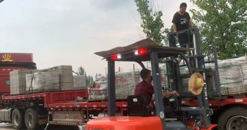 河源 黄金麻冰裂纹，地铺石装车