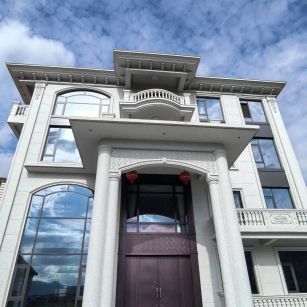 河源白麻别墅外墙干挂石材效果示例