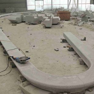 河源 芝麻白花岗岩弧形花坛石，坐凳石