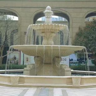 河源 黄金麻花岗岩异型加工——户外庭院石雕流水喷泉