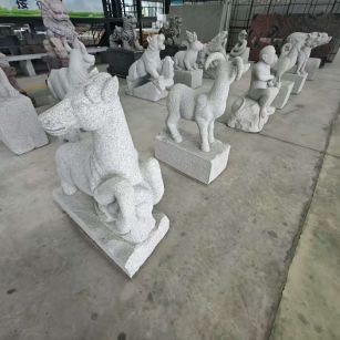河源 芝麻白花岗岩造型立体雕刻——十二生肖