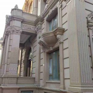 河源 黄金麻花岗岩光面别墅外墙干挂施工完成