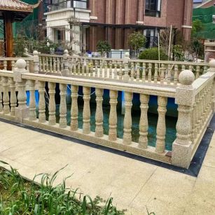 河源黄金麻花岗岩石材栏杆，扶手，将军柱，花瓶柱