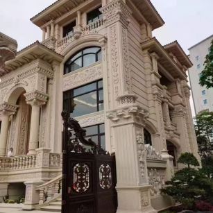 河源 黄金麻花岗岩别墅外墙干挂效果展示