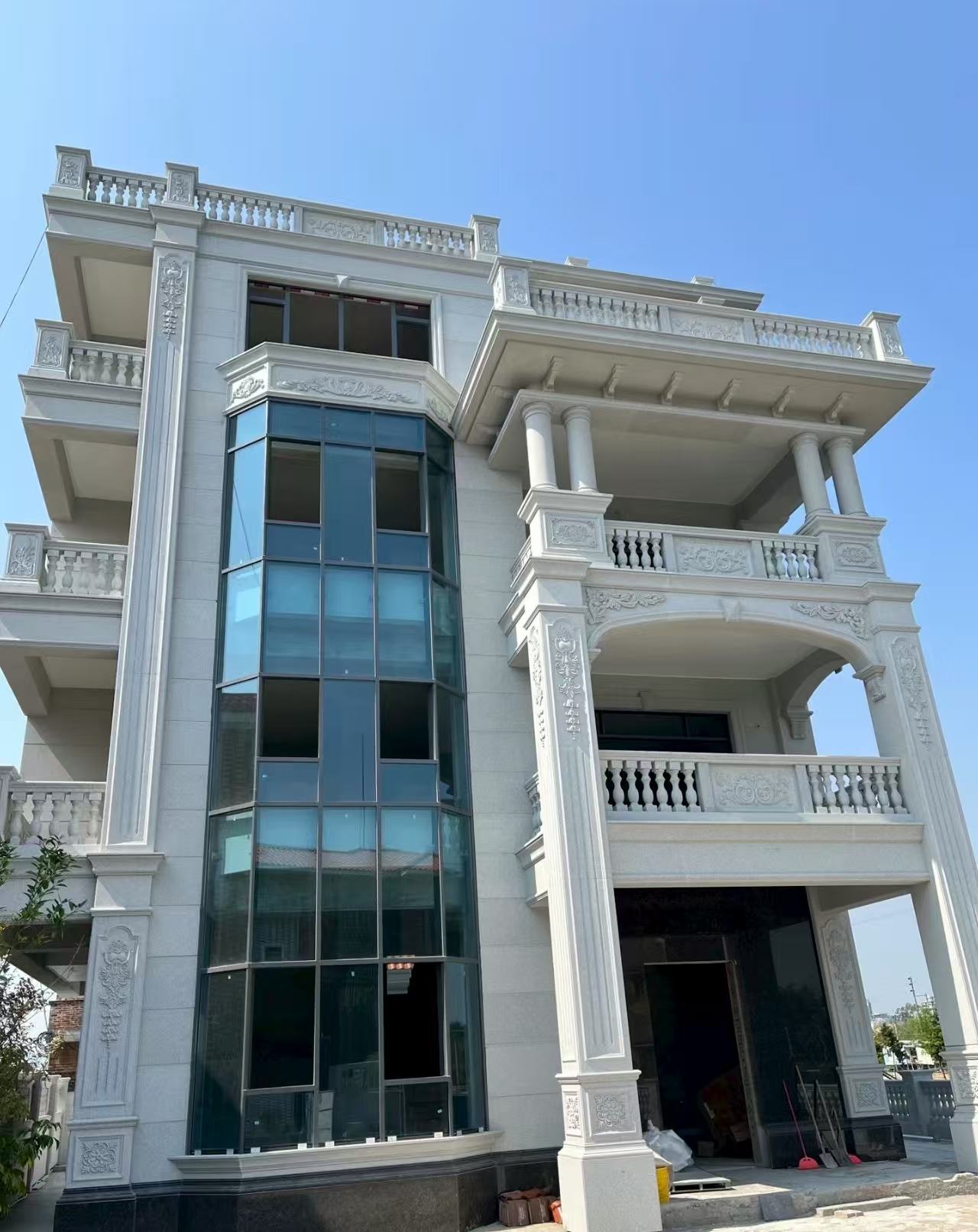 河源 白麻花岗岩别墅外墙干挂效果展示