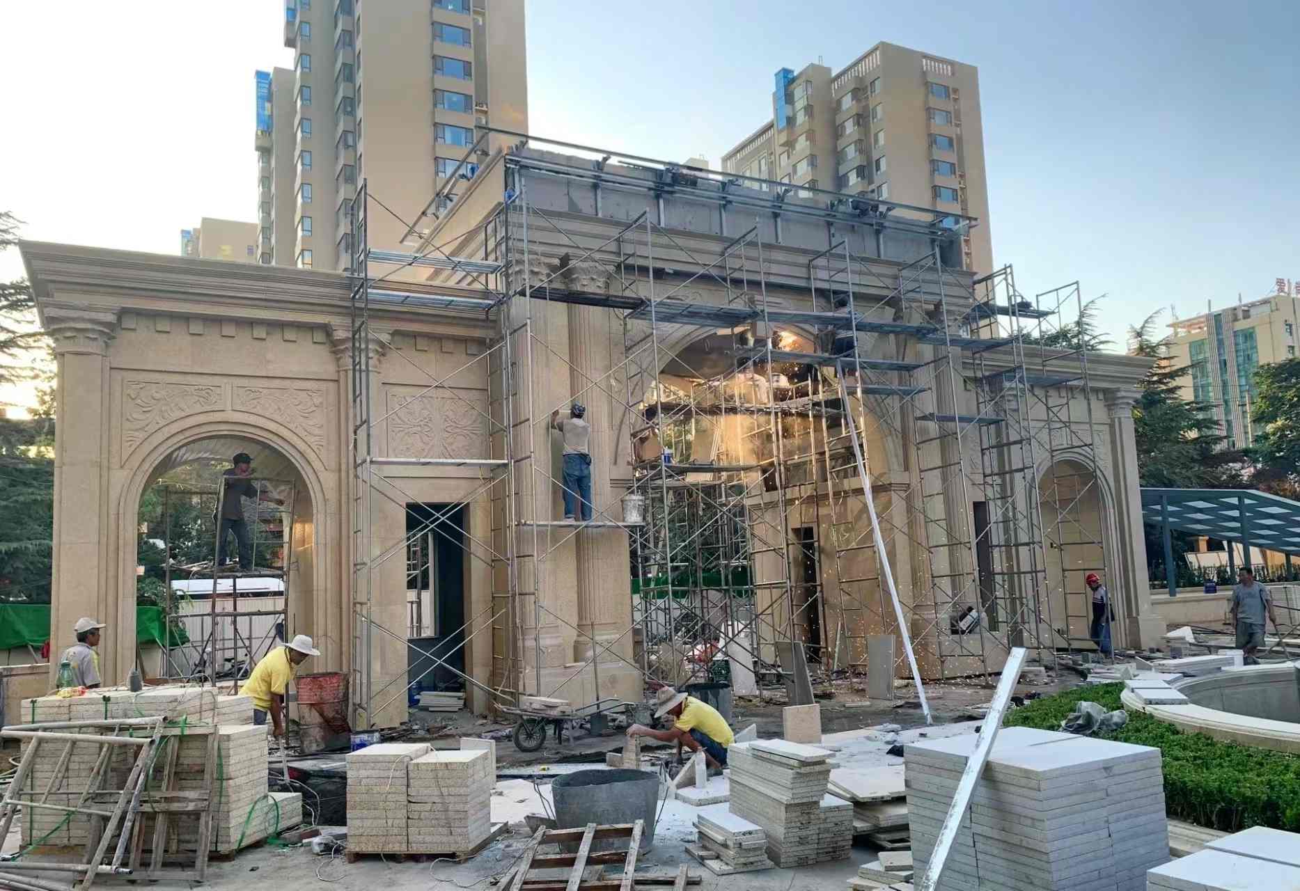 河源 黄金麻荔枝面花岗岩小区门楼外墙干挂