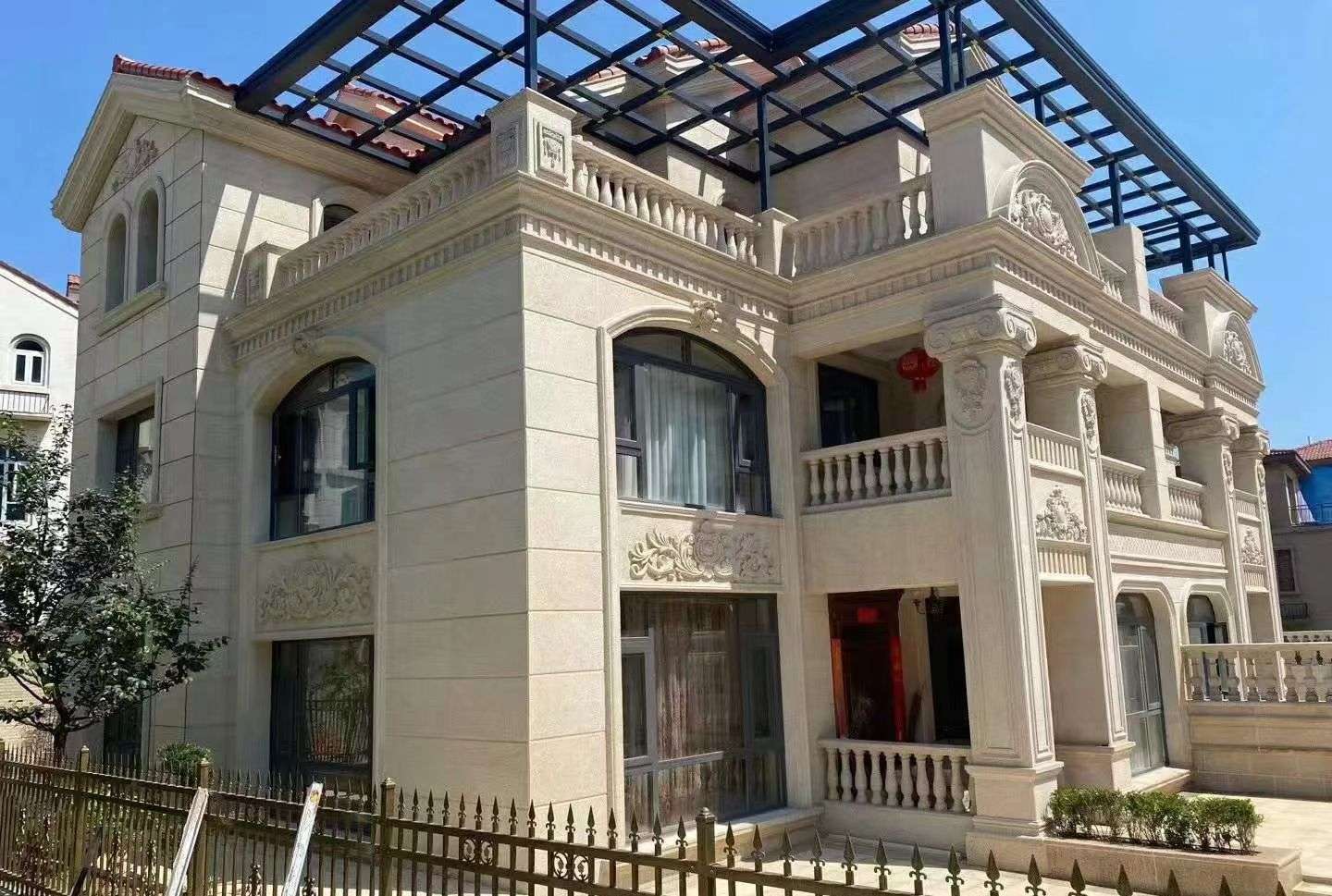 河源 黄金麻花岗岩荔枝面别墅外墙干挂